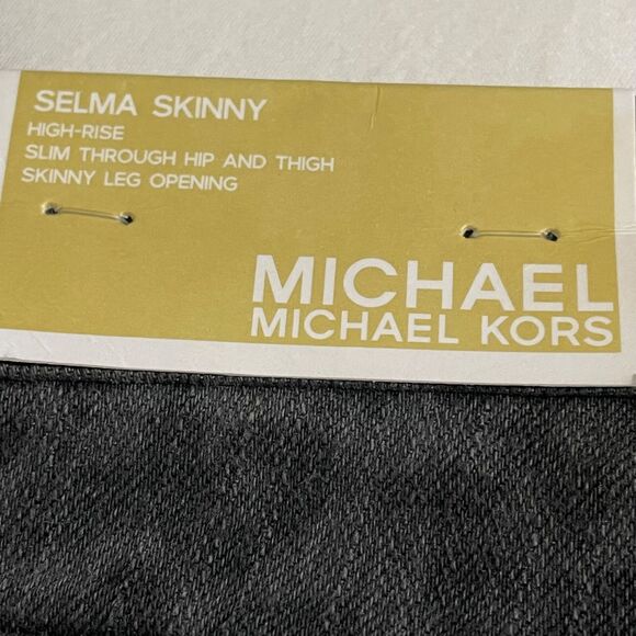 Michael Kors High-Rise Jeans Leopard Print Skinny Black Denim Selma Size 6 - Picture 10 of 15